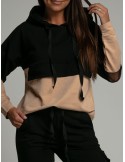 Two-color tracksuit with transparent inserts on the sleeves, beige FI530 - Online store - Boutique